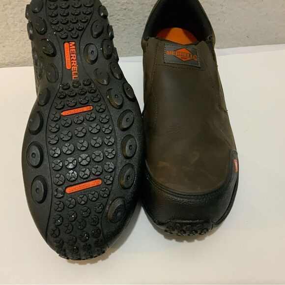 Merrell Men's Jungle Moc Espresso Composite Toe CSA Leather Slip-On Work Shoe - Picture 9 of 13
